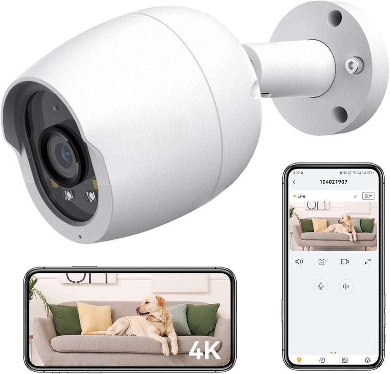 8MP PoE IP Camera Outdoor, 4K Bullet Surveillance Cameras for Home Security with Human/Vehicle Detection, Full Color Night Vision, Two Way Talk, App Control