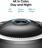 4K Cellular Solar Security Cameras Wireless Outdoor, Pan and Tilt, 4G and Wi-Fi Duo-Mode, AI Tracking, with SIM Card and 32GB SD Card, No WiFi, No Problem