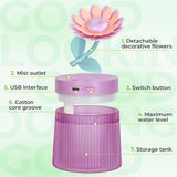 Cute Flower Mini Humidifier, 260ml Sunflower Desktop Humidifiers for Bedroom, Portable Small Cool Mist Humidification for Home, Baby Nursery