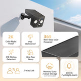 Solar Security Cameras Wireless Outdoor 2K Battery Powered AI Motion Detection 2-Way Talk Color Night Vision WiFi Waterproof SD/Cloud Storage Non-stop Solar Panel Camera Outdoor Wireless 2-Pack