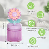 Cute Flower Mini Humidifier, 260ml Sunflower Desktop Humidifiers for Bedroom, Portable Small Cool Mist Humidification for Home, Baby Nursery