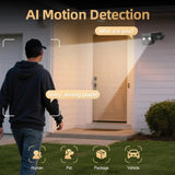 Solar Security Cameras Wireless Outdoor 2K Battery Powered AI Motion Detection 2-Way Talk Color Night Vision WiFi Waterproof SD/Cloud Storage Non-stop Solar Panel Camera Outdoor Wireless 2-Pack