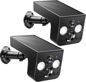 Solar Security Cameras Wireless Outdoor 2K Battery Powered AI Motion Detection 2-Way Talk Color Night Vision WiFi Waterproof SD/Cloud Storage Non-stop Solar Panel Camera Outdoor Wireless 2-Pack